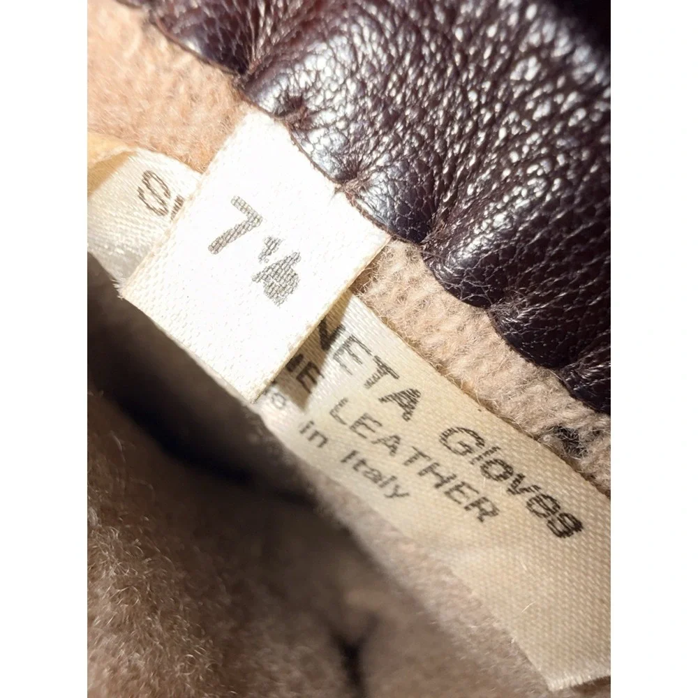 Sermoneta Gloves Italian Cashmere Lined Brown Leather Gloves Size 7.5 1